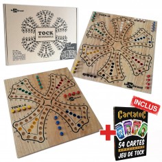 Jeu de tock plateau réversible 4 et 6 joueurs en bois d'hévéa + Cartatoc