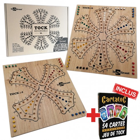 Jeu de Tock XL 4 et 6 joueurs plateau reversible Cartatoc Bois hévéa