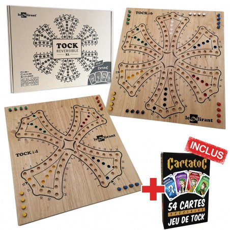 Jeu de Tock XL 4 et 6 joueurs plateau reversible Cartatoc Bois hévéa