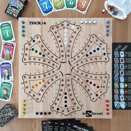 Jeu de Tock XL 4 et 6 joueurs plateau reversible Cartatoc Bois hévéa