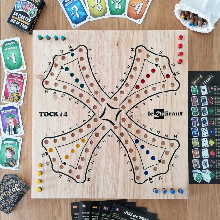 Jeu de Tock XL 4 et 6 joueurs plateau reversible Cartatoc Bois hévéa