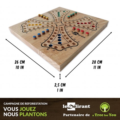 Jeu de tock réversible 4 et 6 joueurs en bois d'hévéa. Aux normes CE.