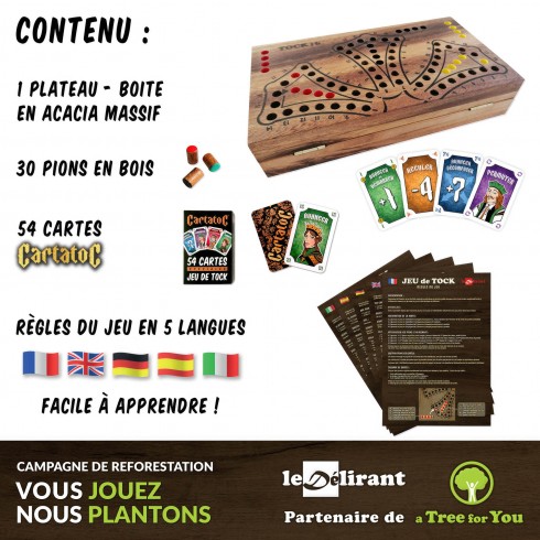 Jeu de Toc Tock 6 4 joueurs, jeu de société familial en bois massif