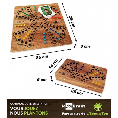 Jeu de Toc Tock 4 6 joueurs, jeu de société familial en bois massif