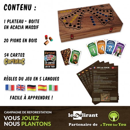 Jeu de Toc Tock 4 6 joueurs, jeu de société familial en bois massif