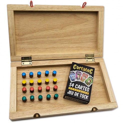 Jeu de Tock 4 joueurs en bois d'hévéa + CartatoC ledelirant tac tik