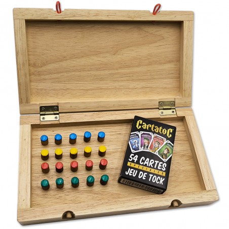 Jeu de Tock 4 joueurs en bois d'hévéa + CartatoC ledelirant tac tik