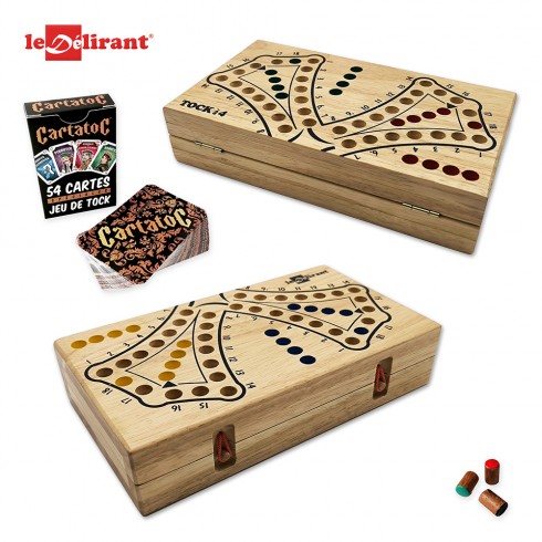 Jeu de Tock 4 joueurs en bois d'hévéa + CartatoC ledelirant tac tik
