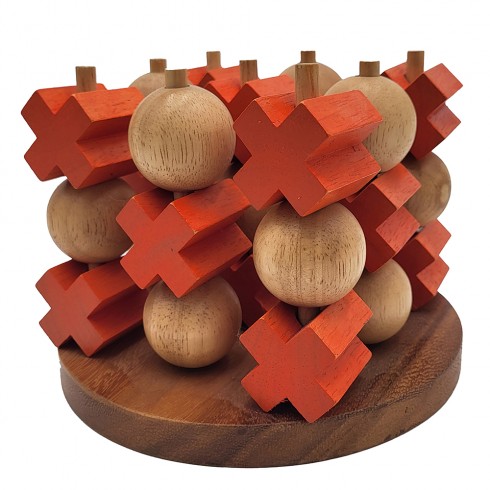 Tic Tac Toe 3D Couleur - Format XL- Morpion en 3 dimensions - En Bois Massif - LEDELIRANT