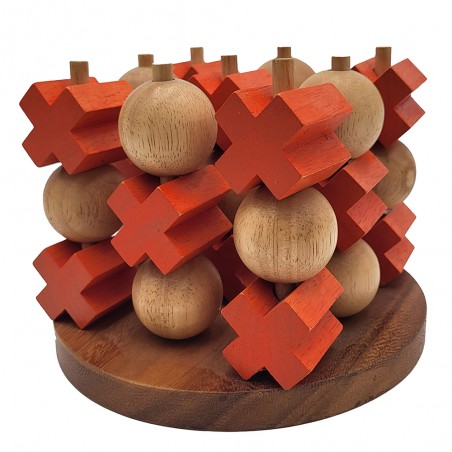 Tic Tac Toe 3D Couleur - Format XL- Morpion en 3 dimensions - En Bois Massif - LEDELIRANT