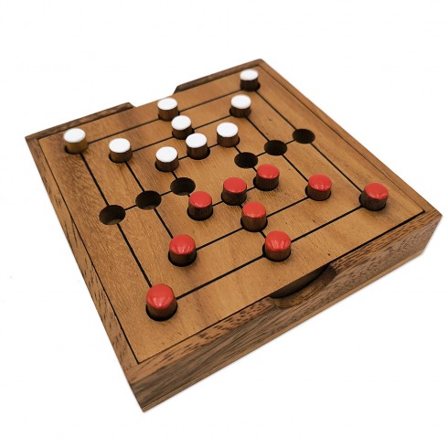 Jeu du Moulin en bois massif artisanal – Marelle traditionnelle durable.