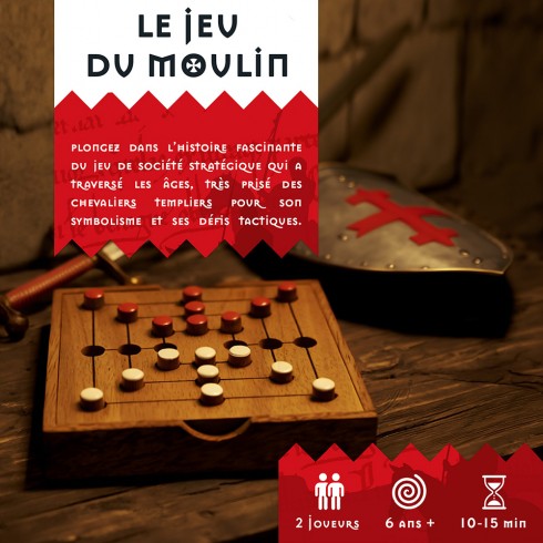 Jeu du Moulin en bois massif artisanal – Marelle traditionnelle durable