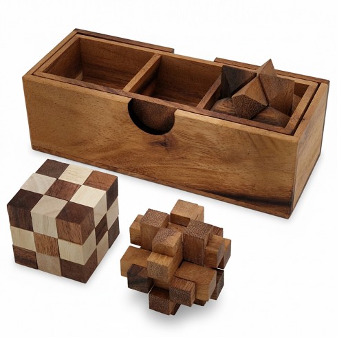 Coffret de 3 Casse-têtes en Bois...