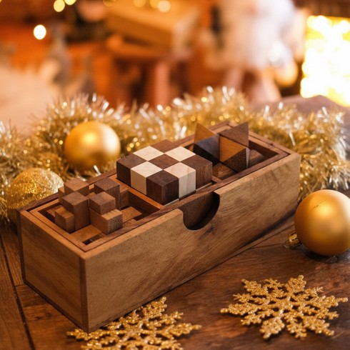 Coffret de 3 Casse-têtes en Bois...