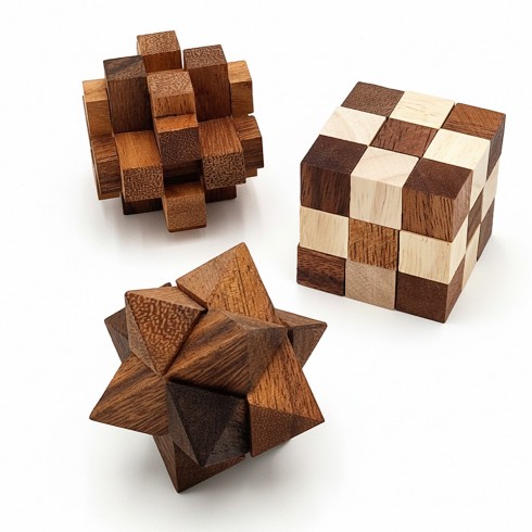 Coffret de 3 Casse-têtes en Bois...
