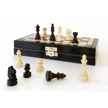 Échiquiers Pliables 20×20 cm en Bois – Format Voyage  – Marron