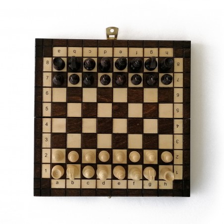 Échiquiers Pliables 20×20 cm en Bois – Format Voyage  – Marron