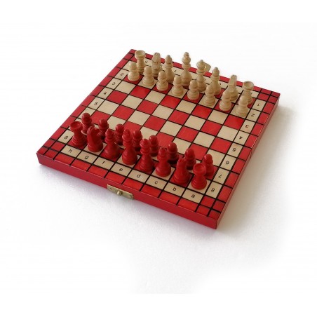 Échiquiers Pliables 20×20 cm en Bois – Format Voyage – Rouge
