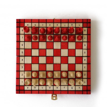 Échiquiers Pliables 20×20 cm en Bois – Format Voyage – Rouge