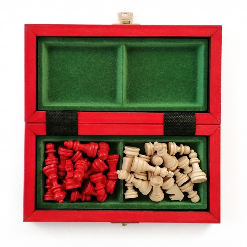 Échiquiers Pliables 20×20 cm en Bois – Format Voyage – Rouge