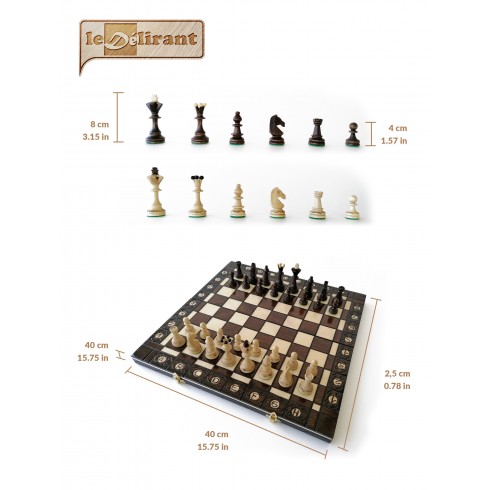 Échiquier Pliable 40×40 cm en Bois – Haute Qualité LEDELIRANT