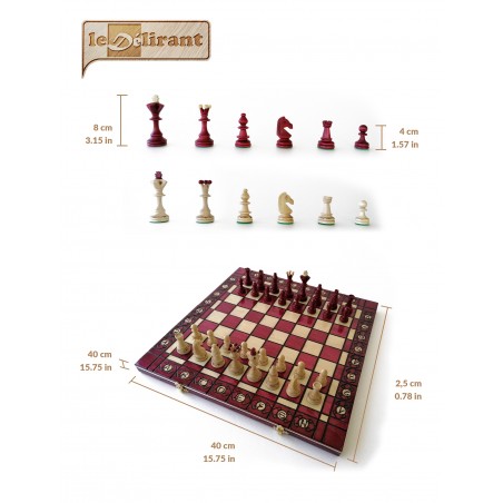 Échiquier Pliable 40×40 cm en Bois – Haute Qualité LEDELIRANT