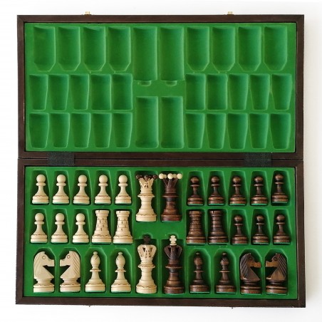 Échiquier Pliable 54×54 cm en Bois de Charme verni