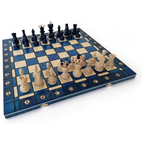 Échiquier Pliable 54×54 cm en Bois de Charme verni