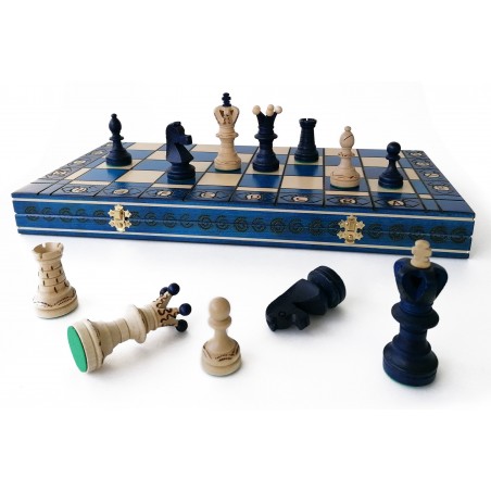 Échiquier Pliable 54×54 cm en Bois de Charme verni