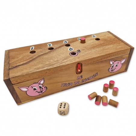 Le Trou du Cochon XL – Jeu d’Ambiance en Bois Massif | Jeu de Dés Familial & Apéro | Fabrication Artisanale | LEDELIRANT