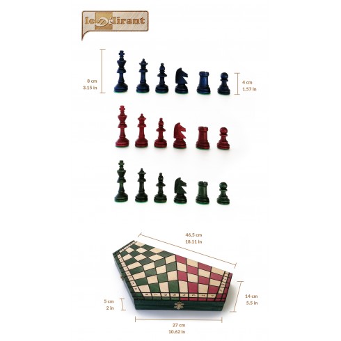 Échecs à 3 Yalta Grand - 54x46 cm