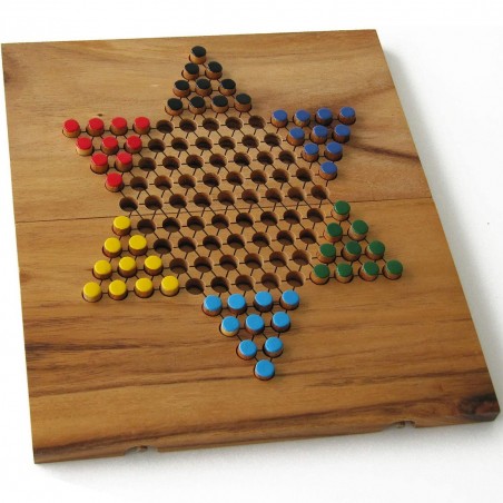 Jeu de dames chinoises en bois massif, pliable, jeu de voyage, fabrication artisanale.