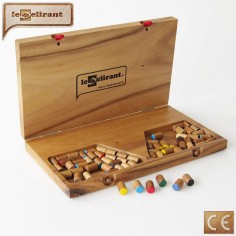 Jeu de dames chinoises en bois massif, pliable, jeu de voyage, fabrication artisanale. 2