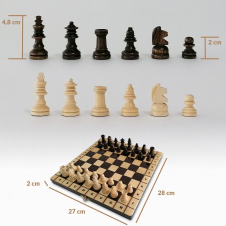 Jeu d'échecs magnétique, échiquier en bois aimanté.