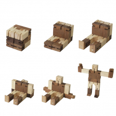 Robot en bois se transforme en cube et fusée 2